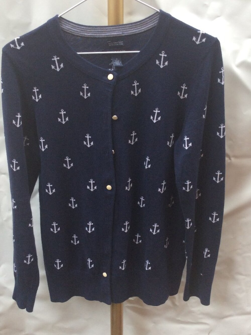 100% Pima Cotton Tommy Hilfiger Navy Blue Anchor Cardigan M